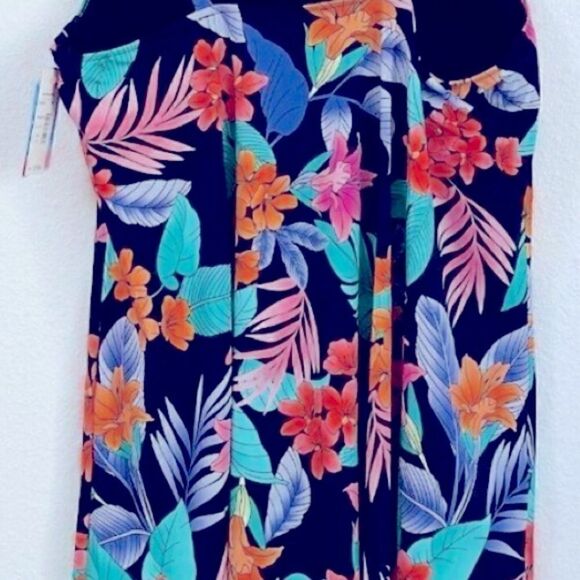 Swim Solutions Navy Multi Plus Size swimsuit Double Strap Tankini Size 16W $79 - Picture 5 of 15